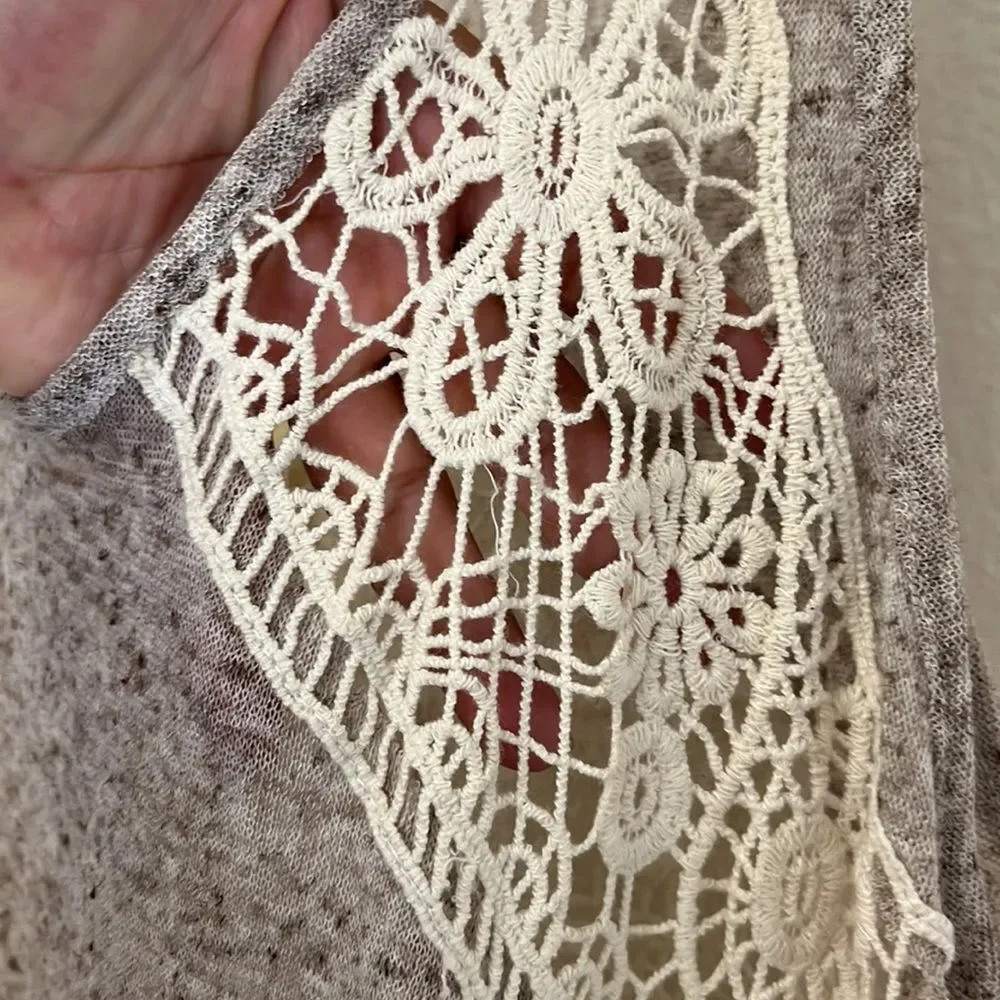 A’reve crochet chest tank top taupe Sz M Woman’s